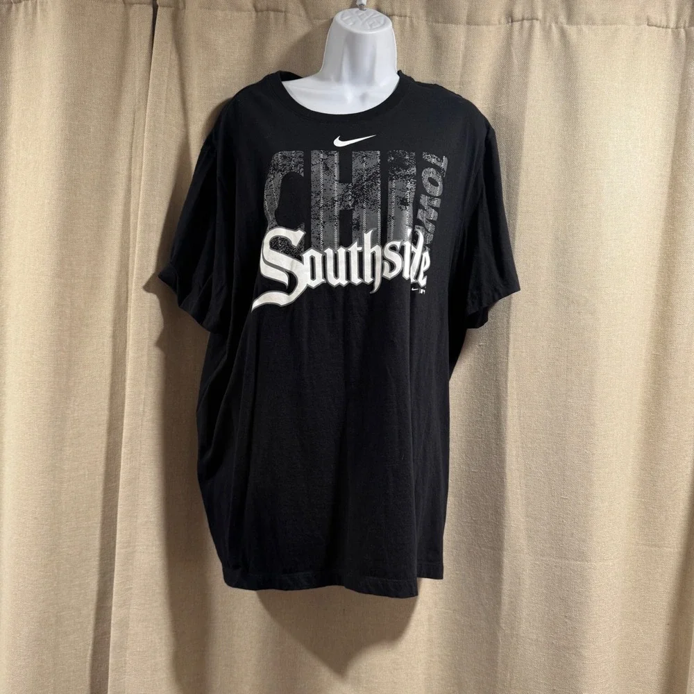 Nike XXL T-Shirt‎ Black Chicago CHI Town Southside Cotton Mens Tee